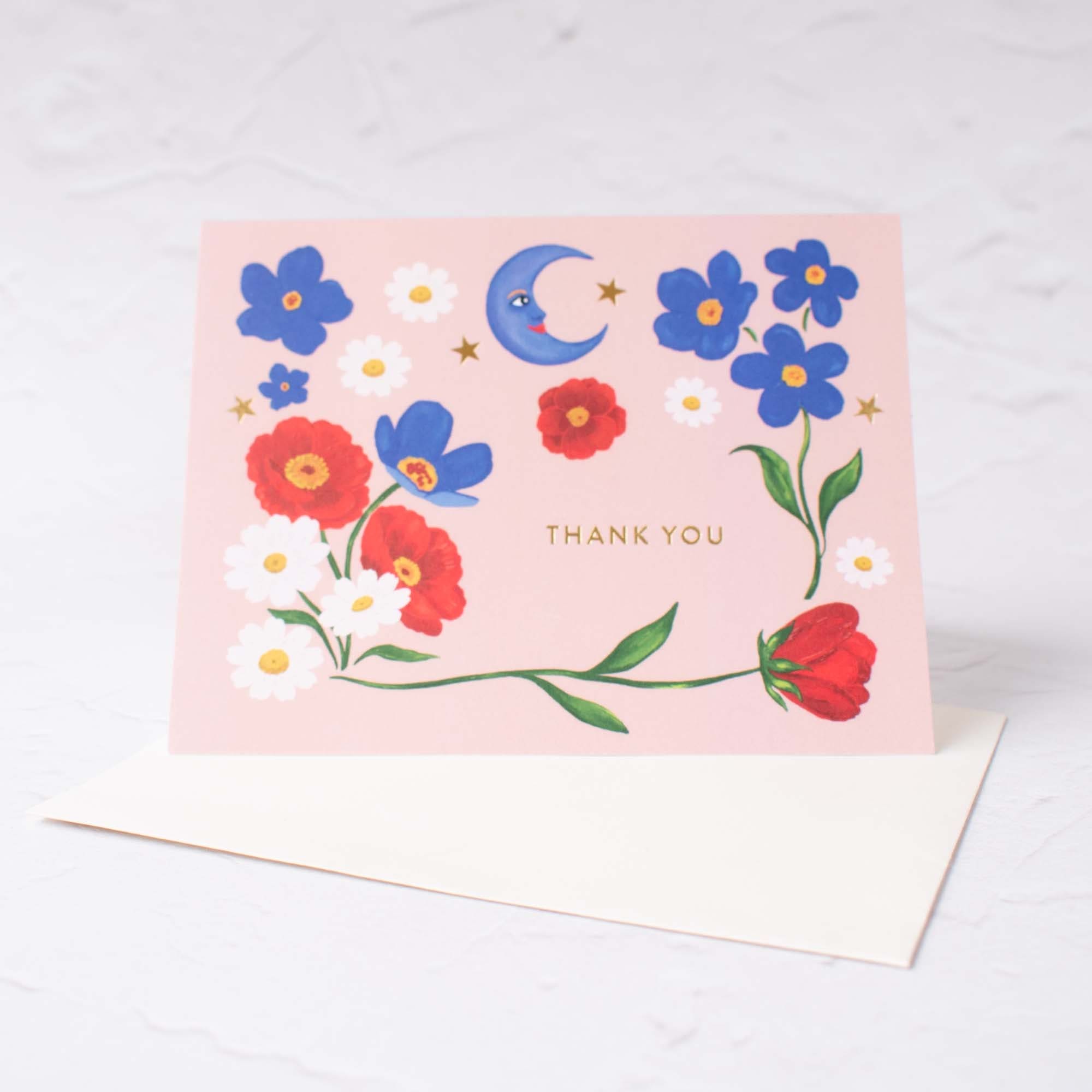 Floral Moon Thank You Card